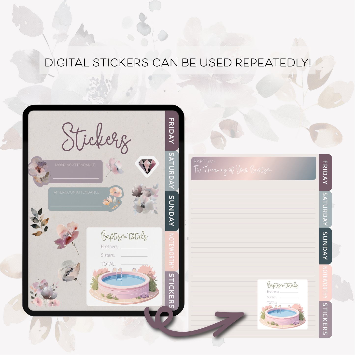2025 Pure Worship Convention Floral Digital Notebook with Stickers for use with Goodnotes