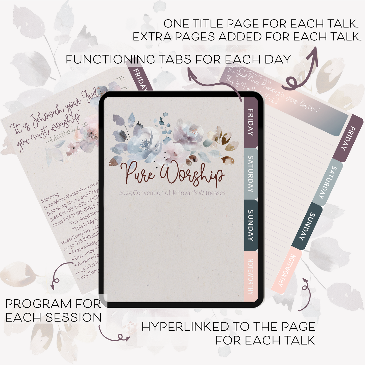 2025 Pure Worship Convention Floral Digital Notebook PDF
