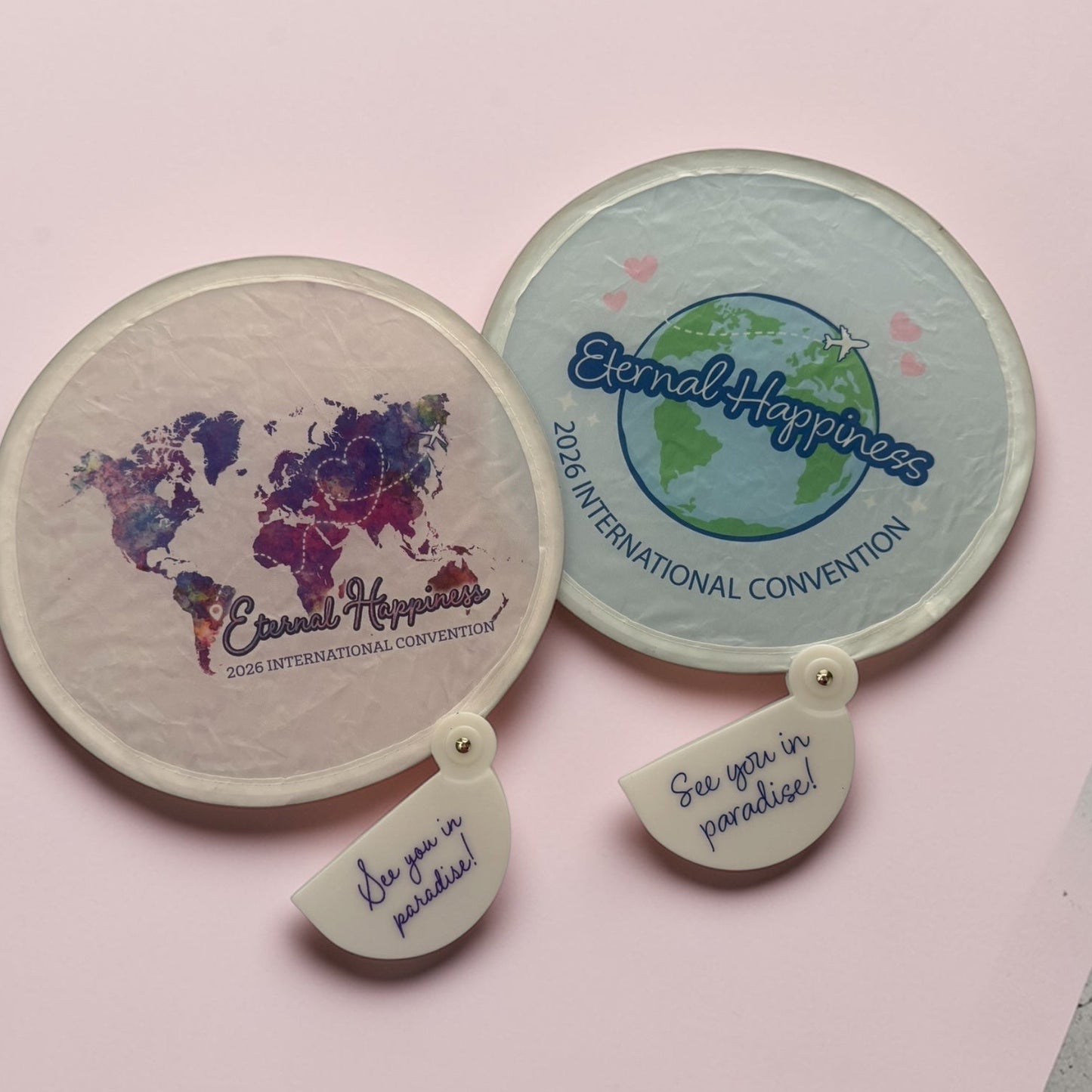 JW 2026 Eternal Happiness Convention Disc Fan | “See You in Paradise” | Portable Hand Fan | Convention Gift | Spiritual Gift | JW Keepsake
