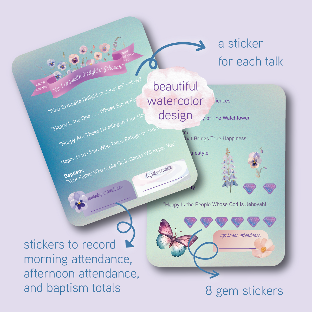 Circuit Assembly Planner Stickers | "Find Exquisite Delight in Jehovah" (4.5" x 6") | Circuit Assembly with Branch Representative