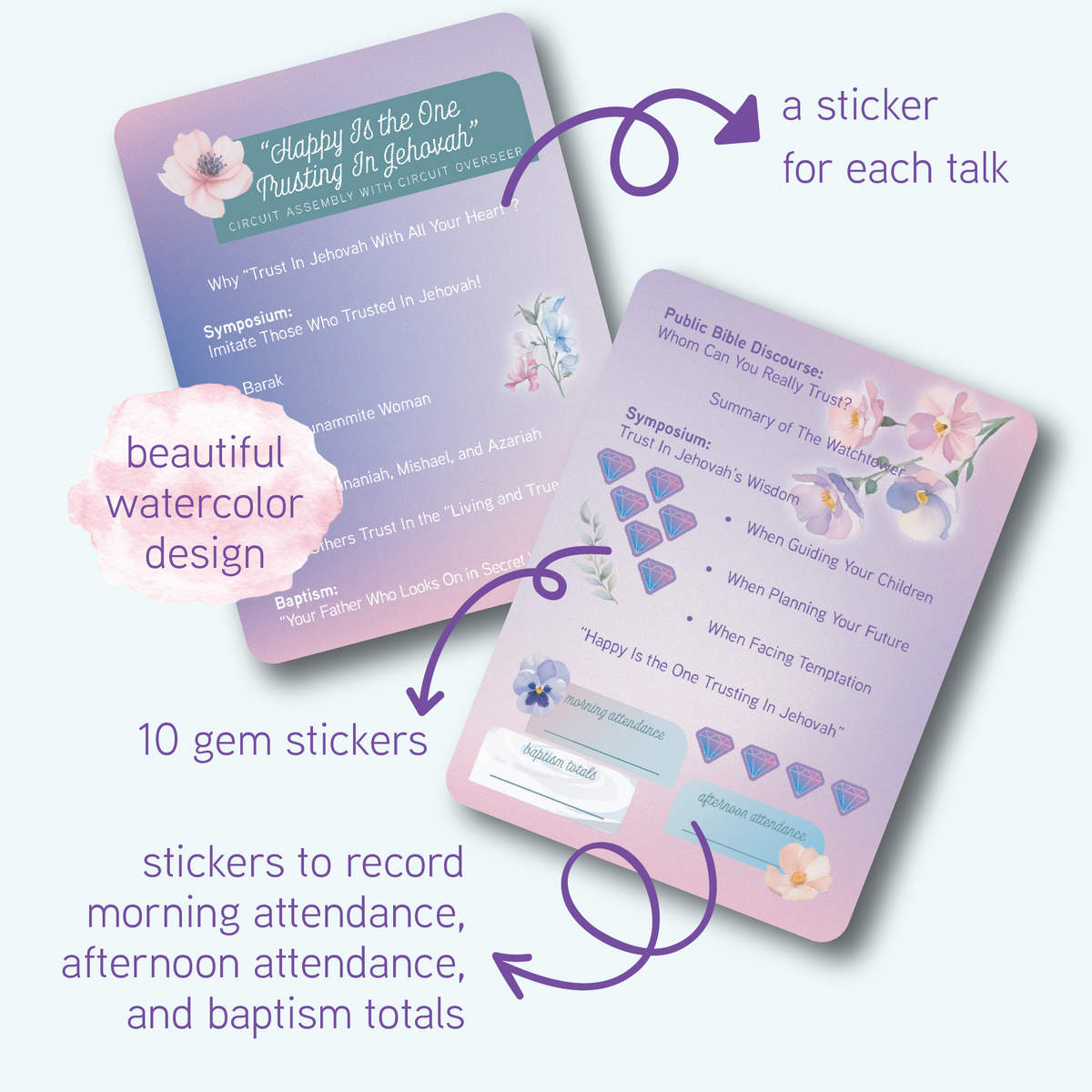 Circuit Assembly Planner Stickers | "Happy Is The One Trusting In Jehovah" (4.5" x 6") | Circuit Assembly with Circuit Overseer