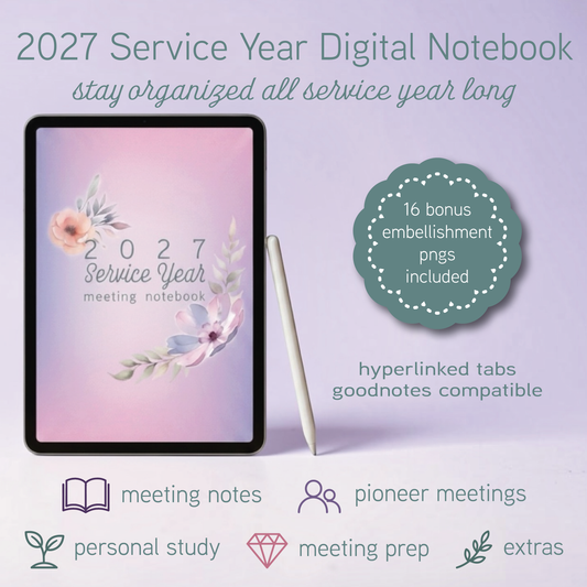 JW Digital Notebook for Meetings, Pioneer Meetings, Personal Study, and Meeting Preparation | Hyperlinked PDF for GoodNotes and Notability