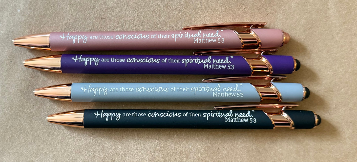 2026 Year Text JW Pens – “Happy are those conscious of their spiritual need.” — Matthew 5:3