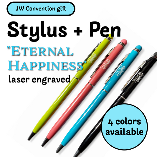 JW Convention Stylus Pens – “Eternal Happiness” Engraved - Blue Ink
