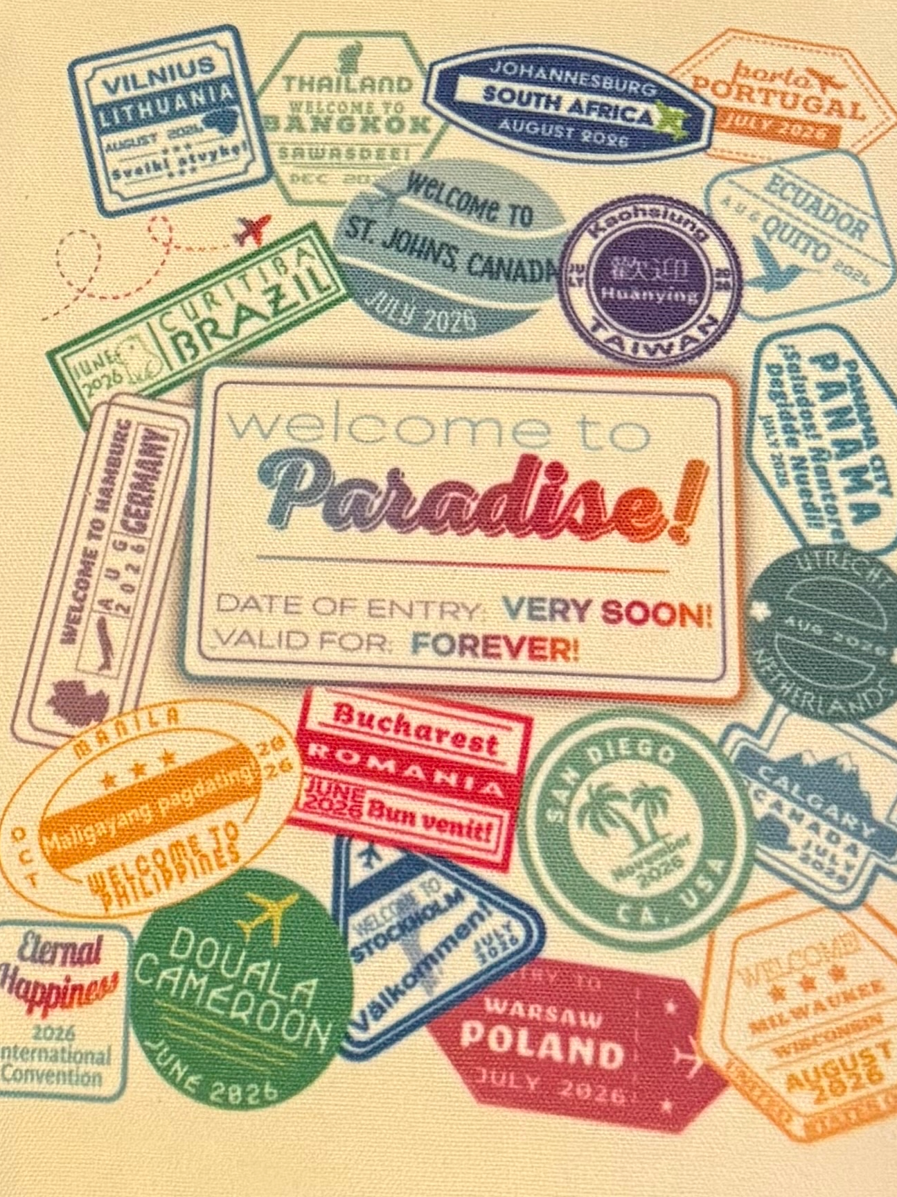 International Convention Tote Bag – Passport Stamp Design – Thoughtful Gift for JW Convention Delegates