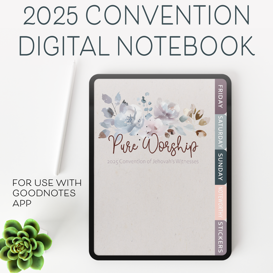 2025 Pure Worship Convention Floral Digital Notebook with Stickers for use with Goodnotes
