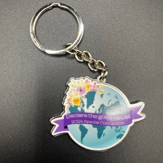 Declare the Good News 2024 Special Convention Floral Globe Keychain and Lapel Pin