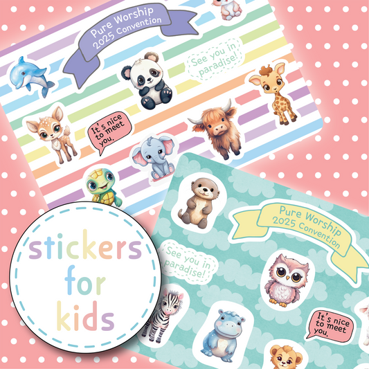2025 Pure Worship Convention | Cute Animal Sticker Sheets for Kids